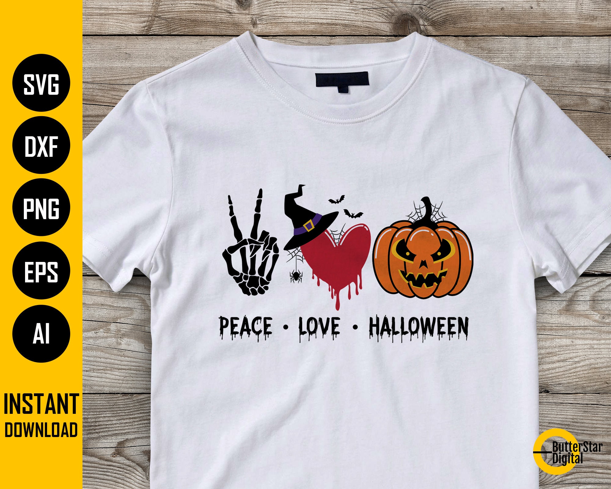 Peace Love Halloween SVG | Spooky Shirt Sticker Sign Decor Design ...