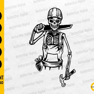 Skeleton Carpenter SVG | Carpentry SVG | Woodworker SVG | Builder Svg | Cricut Cutting File Silhouette Clipart Vector Digital Dxf Png Eps Ai