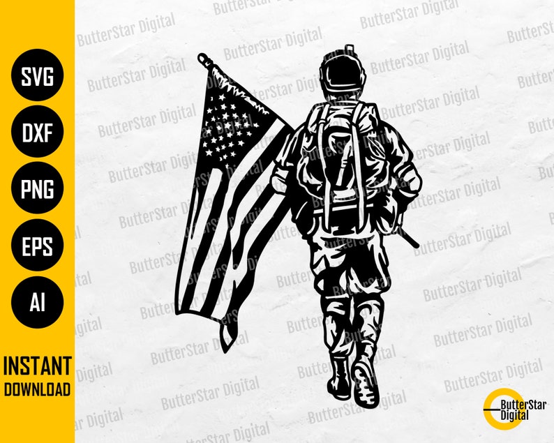 US Soldier With USA Flag Svg | American Troops Svg | United States ...