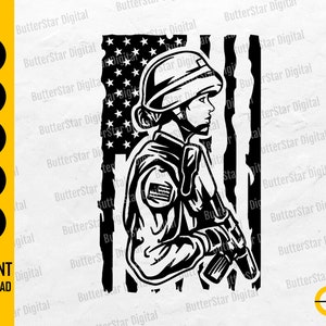 Female American Soldier SVG | USA Military Svg | US Army Svg T-Shirt | Cricut Silhouette Cutting Files Clipart Vector Digital Png Eps Dxf Ai