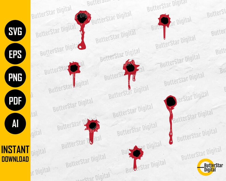 Gunshot Wounds SVG 7 Gun Shots Bleeding Bullet Holes Gun Etsy