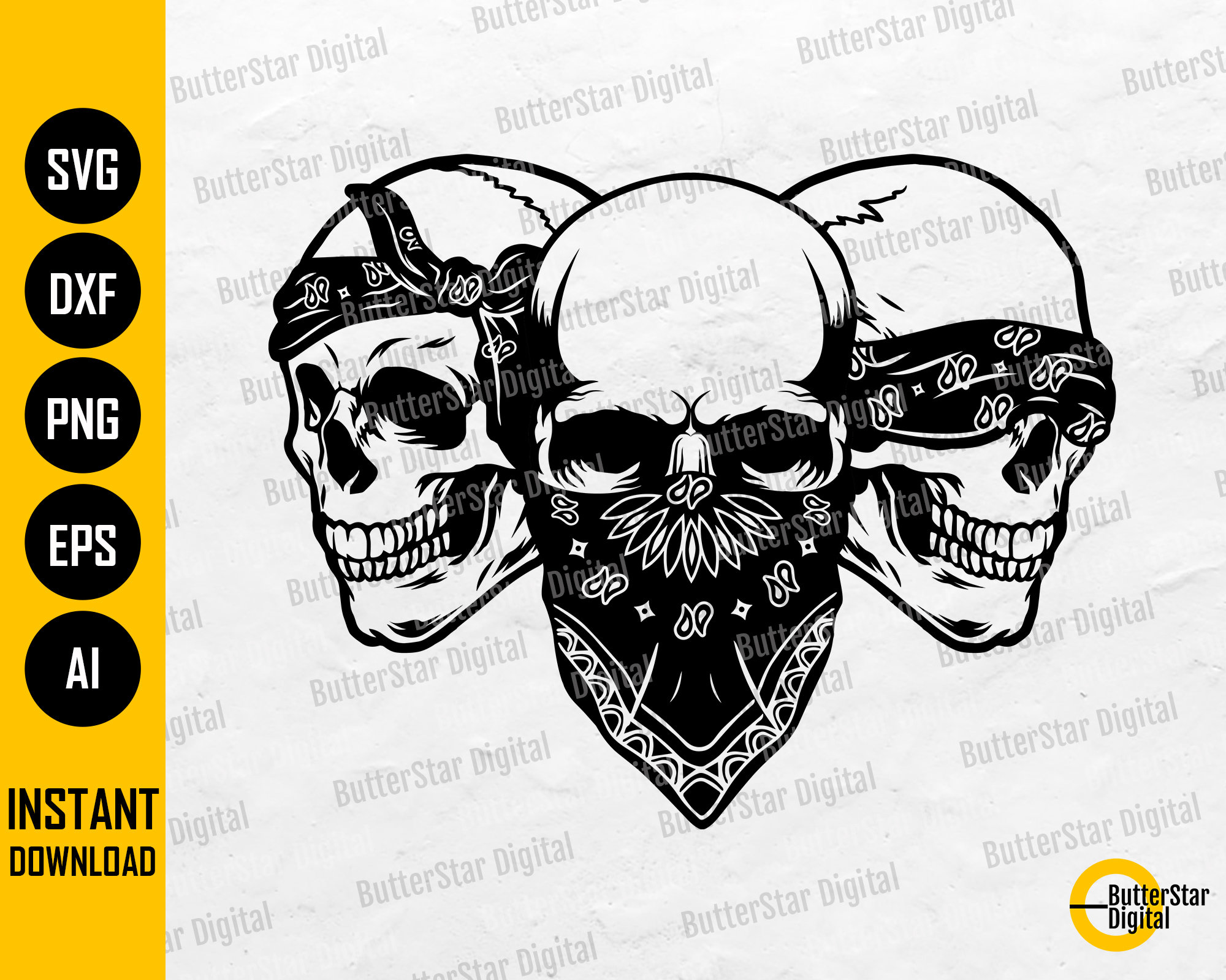 Paisley Bandana Skulls SVG | Three Wise Monkeys SVG | See No