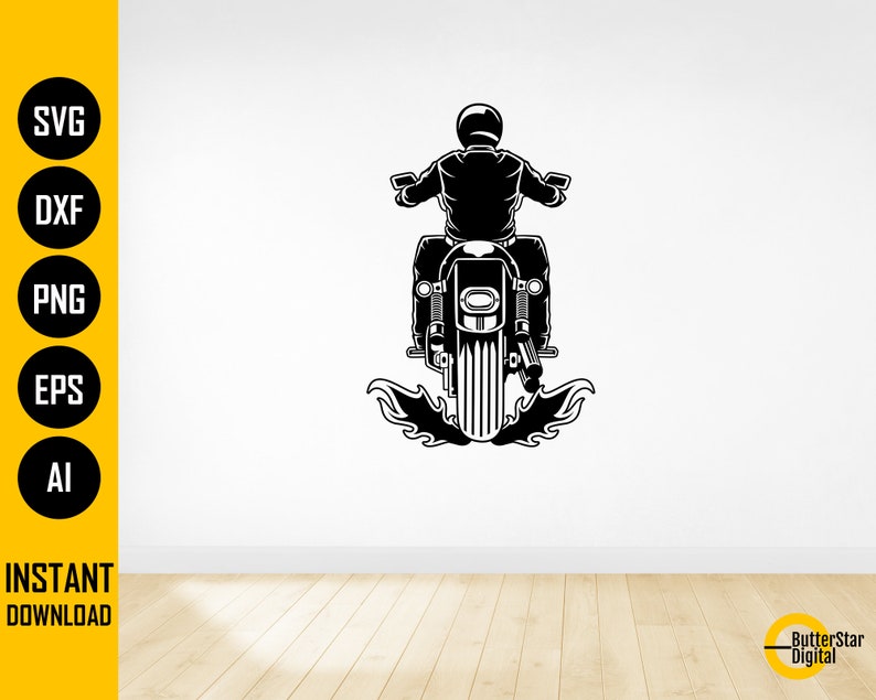 Back View Biker SVG | Motorcycle Riding SVG | Road Trip Ride Hog ...