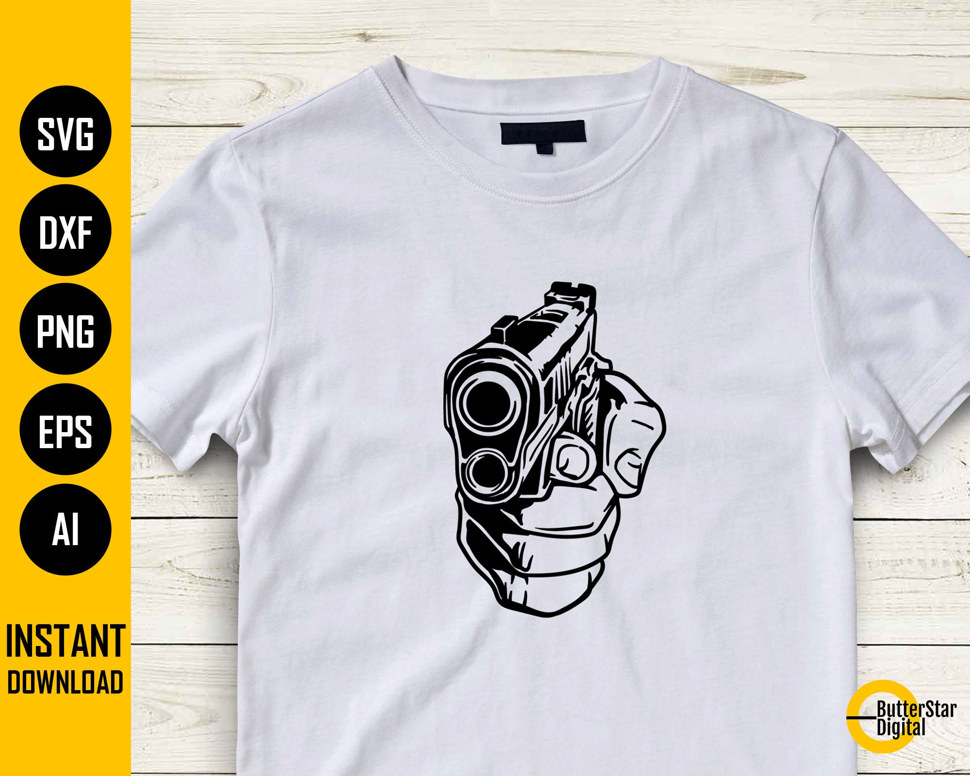 Gunpoint Vector Gunpoint SVG | Pistol SVG | Handgun SVG | Gun Svg | Weapon Firearm Kill ...