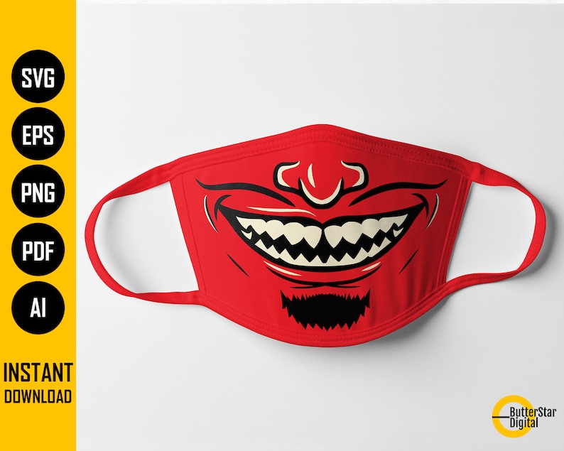 Download Devil Face Mask SVG Evil Smile Facemask Scary Demon Mouth ...