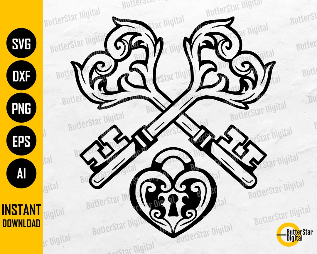 Heart Keys & Lock SVG | Vintage Padlock Gift Shirt Decal Sticker Mug ...