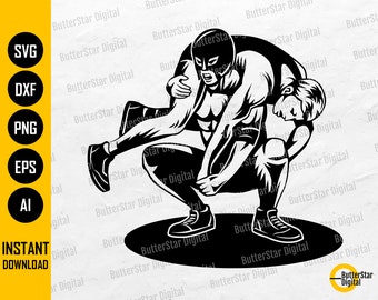 Luchador SVG | Professional Wrestling SVG | Wrestler SVG | Fighter Fight Pin Carry Suplex | Cut Files Clipart Vector Digital Dxf Png Eps Ai