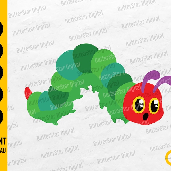 Hungry Caterpillar SVG | First Birthday Decoration SVG | Classroom Decal Iron On Wall Decor | Cricut Clipart Digital Download Dxf Png Eps Ai