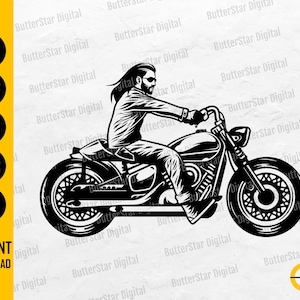 Big Bike Rider SVG | Motorcycle SVG | Biking Garage Road Trip Ride Wheels Vehicle | Cut File Printable Clipart Vector Digital Dxf Png Eps Ai
