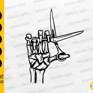 Skeleton Holding Scissors SVG | Hair Stylist SVG | Barber SVG | Hairdresser Svg | Cricut Cutting File Clipart Vector Digital Dxf Png Eps Ai