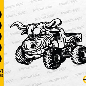 Bull Monster Truck SVG | Muscle Car SVG | 4x4 Off Road Vehicle | Cricut Cut File Silhouette Printables Clipart Vector Digital Dxf Png Eps Ai