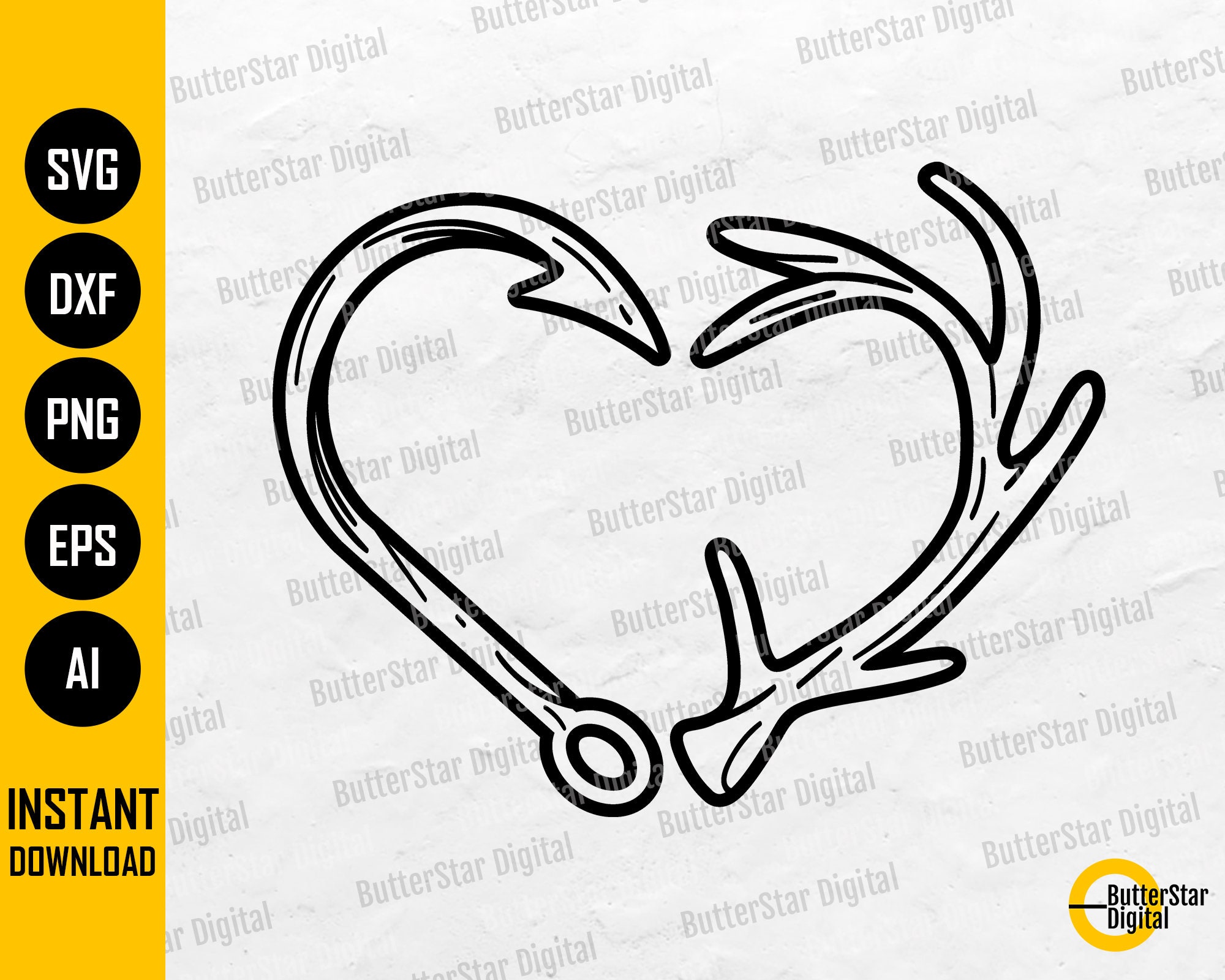 Fishing Hook Antler Heart SVG Hunting SVG Hunter Shirt Etsy