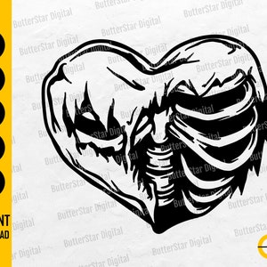 Ribcage Heart SVG | Skeleton SVG | Gothic Love Shirt Vinyl Stencil Tattoo | Cricut Cutting File Cameo Clipart Vector Digital Dxf Png Eps Ai