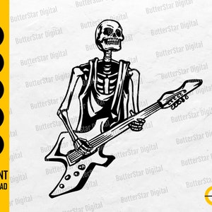 Guitarist Skeleton SVG | Punk Rock SVG | Guitar SVG | Death Heavy Metal Rocker Play | Cutfile Cuttable Clipart Vector Digital Dxf Png Eps Ai