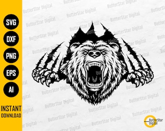 Bear Claws Scratch SVG | Grizzly Bear SVG | Wild Animal T-Shirt Graphics | Cricut Cut Files Silhouette Clipart Vector Digital Dxf Png Eps Ai