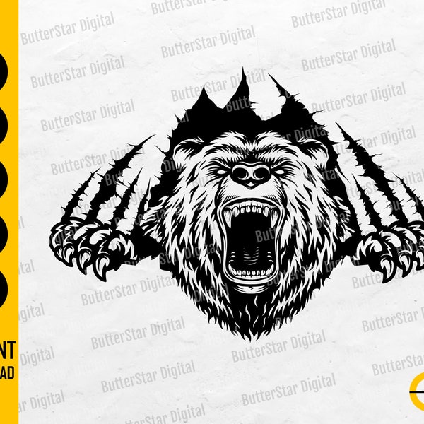 Bär Krallen Kratzs SVG | Grizzly Bear SVG | Wild Animal T-Shirt Grafik | Cricut geschnitten Dateien Silhouette Clipart Vektor Digital Dxf Png Eps Ai