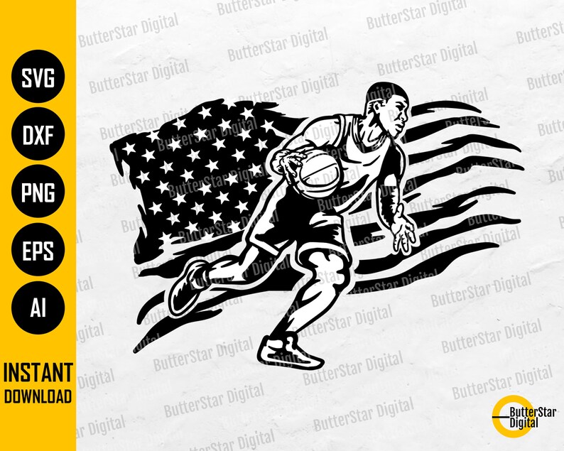 US Basketball Player SVG American Sports Tshirt Decal Etsy