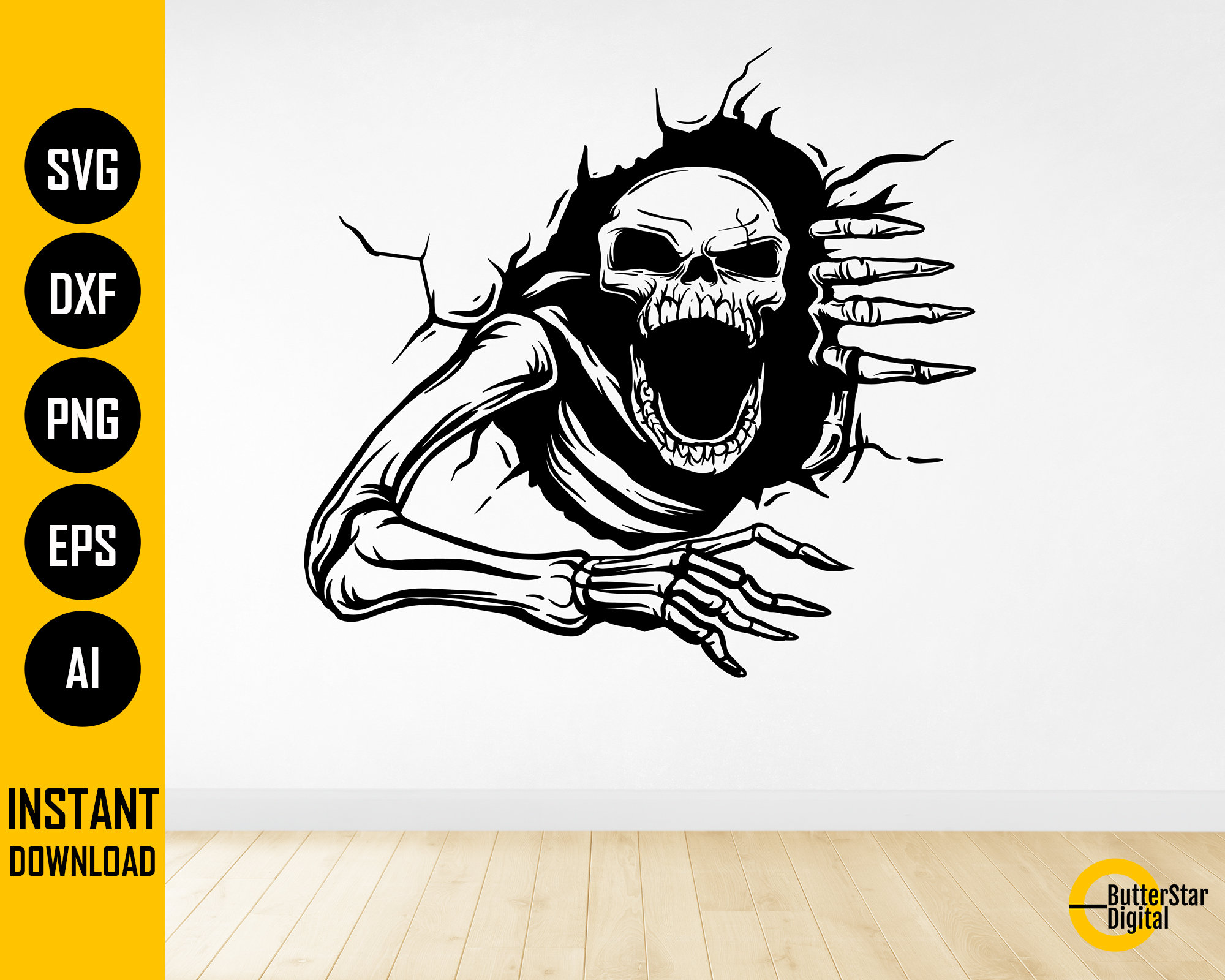 Skeleton Coming Out of Wall SVG Horror SVG Gothic Decal Etsy UK