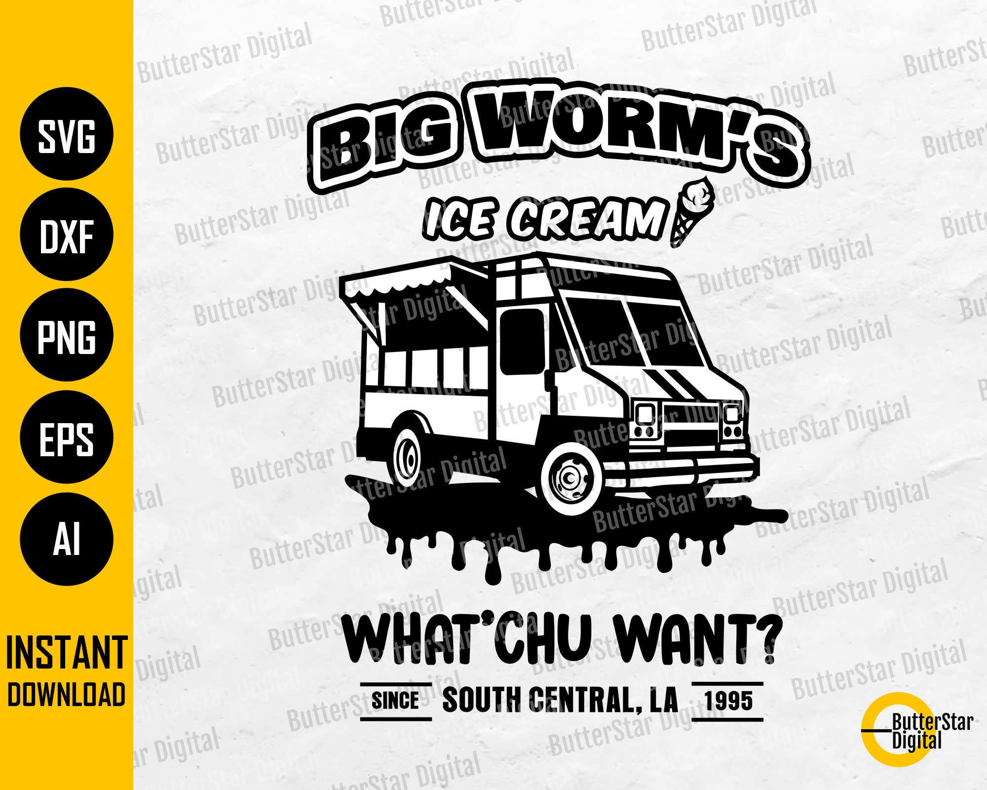 Big Worm's Ice Cream *Digital File Only* SVG png Cricut Laser for Personal and Commercial Use