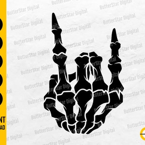 Skeleton Rock Hand SVG | Rock And Roll SVG | Human Bones SVG | Cricut Cutting File Silhouette Cameo Clip Art Digital Download Dxf Svg Eps Ai