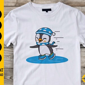 Penguin Ice Skating SVG | Cute Winter SVG | Animal T-shirt Gift Decal ...