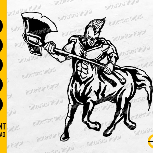 Centaur With Axe SVG | Sagittarius SVG | Mythical Creature SVG | Cricut Cut File Silhouette Cuttable Clip Art Vector Digital Dxf Png Eps Ai
