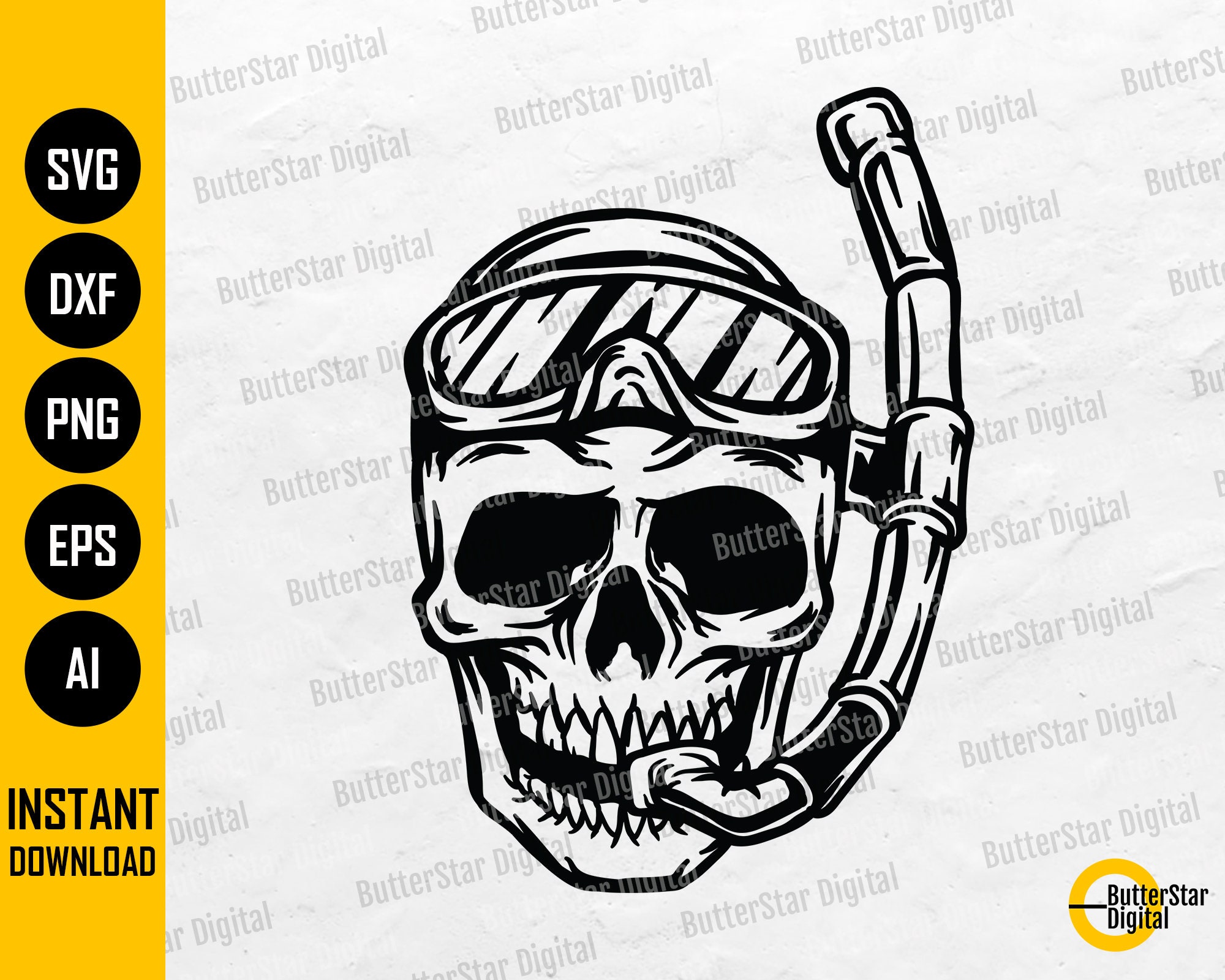Snorkeling Skull SVG Scuba Diver SVG Free Diving SVG Etsy Canada