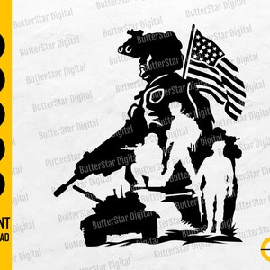 US Soldier SVG | American Troops Svg | United States Military Svg | War USA Flag Svg | Cricut Cut File Clipart Vector Digital Png Eps Dxf Ai