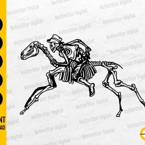 Skeleton Riding Horse SVG / Cowboy SVG / Western Decals Wall Art Clipart Vector Graphics / Cricut Cut File Silhouette Digital Dxf Png Eps Ai