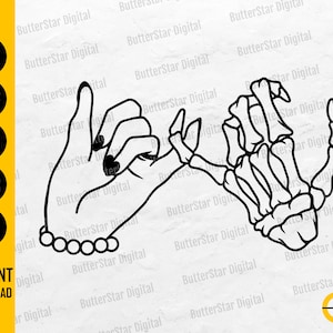 Skeleton Pinky Promise SVG | Women&#39;s Design SVG | Girl Hands SVG | Cricut Cutfile Silhouette Printable Clipart Vector Digital Dxf Png Eps Ai