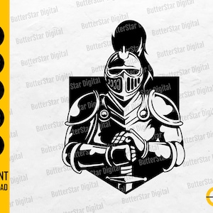 Knight SVG | Regal Honor Courage Bravery Loyalty Shield Armor War Sword | Cutting File CNC Printable Clip Art Vector Digital Dxf Png Eps Ai