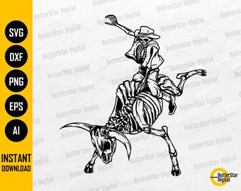 Skeleton Rodeo SVG | Bull Riding SVG | Cowboy SVG | Ranch Western Country Farm | Cutting File Cuttable Clipart Vector Digital Dxf Png Eps Ai
