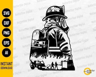 Firefighter SVG | Fire Man SVG | SCBA Self Contained Breathing Apparatus | Cricut Cut Files Printable Clip Art Vector Digital Dxf Png Eps Ai