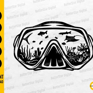 Scuba Diver Mask SVG | Diving SVG | Freediving SVG | Dive Underwater Ocean Sea | Cutting File Cuttable Clipart Vector Digital Dxf Png Eps Ai