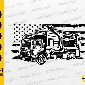 USA Flagge Müllwagen SVG | US-Müll-Svg-| Garbageman Aufkleber Shirt Dekor | Cricut Silhouette schneiden Clipart Vektor Digital Dxf Png Eps Ai