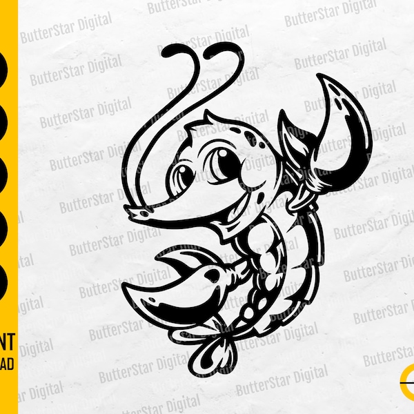 Cute Lobster SVG | Sea Animals Design Vinyl Drawing Illustration Graphics | Cricut Cut File Printable Clip Art Vector Digital Dxf Png Eps Ai