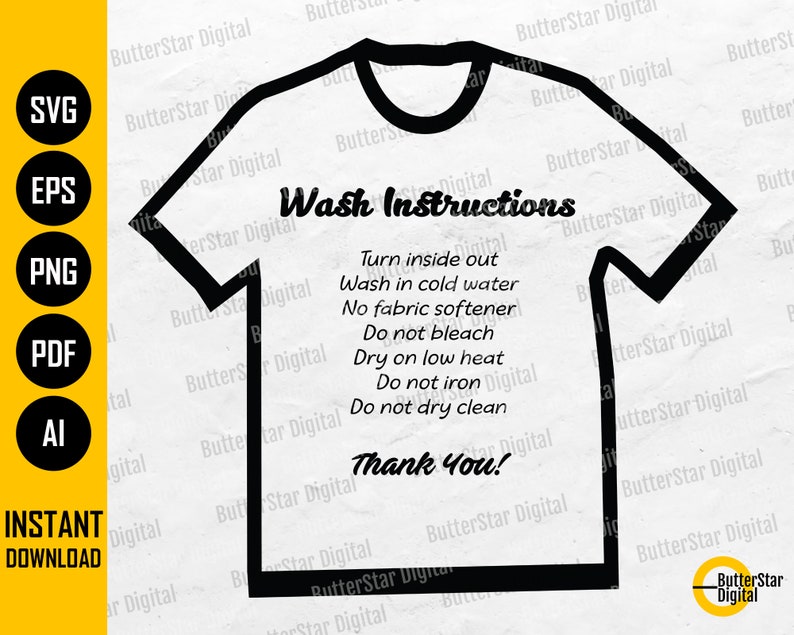 Download T-Shirt Care Card SVG Tee Shirt Printable Maintenance | Etsy
