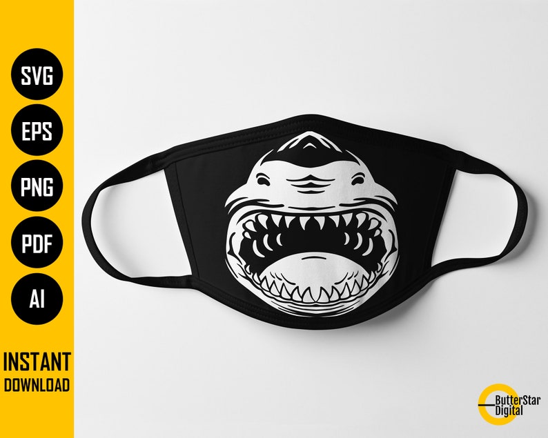 Download Shark Jaws Face Mask SVG Great White Teeth Facemask Shark ...
