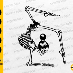 Forearm Stand Split Scorpion Yoga Pose Skeleton SVG | Yogi T-Shirt Decals Graphics | Cricut Cut Files Clip Art Vector Digital Dxf Png Eps Ai