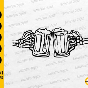 Skeleton Cheers SVG | Toast SVG | Salud SVG | Beer T-Shirt Decal Sticker Graphics | Cricut Printable Clip Art Vector Digital Dxf Png Eps Ai