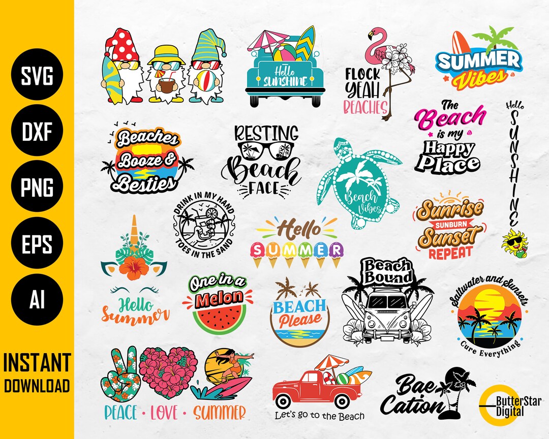 Summer BUNDLE SVG | Summer SVG | Beach Svg | Summer Design Shirt Decor ...