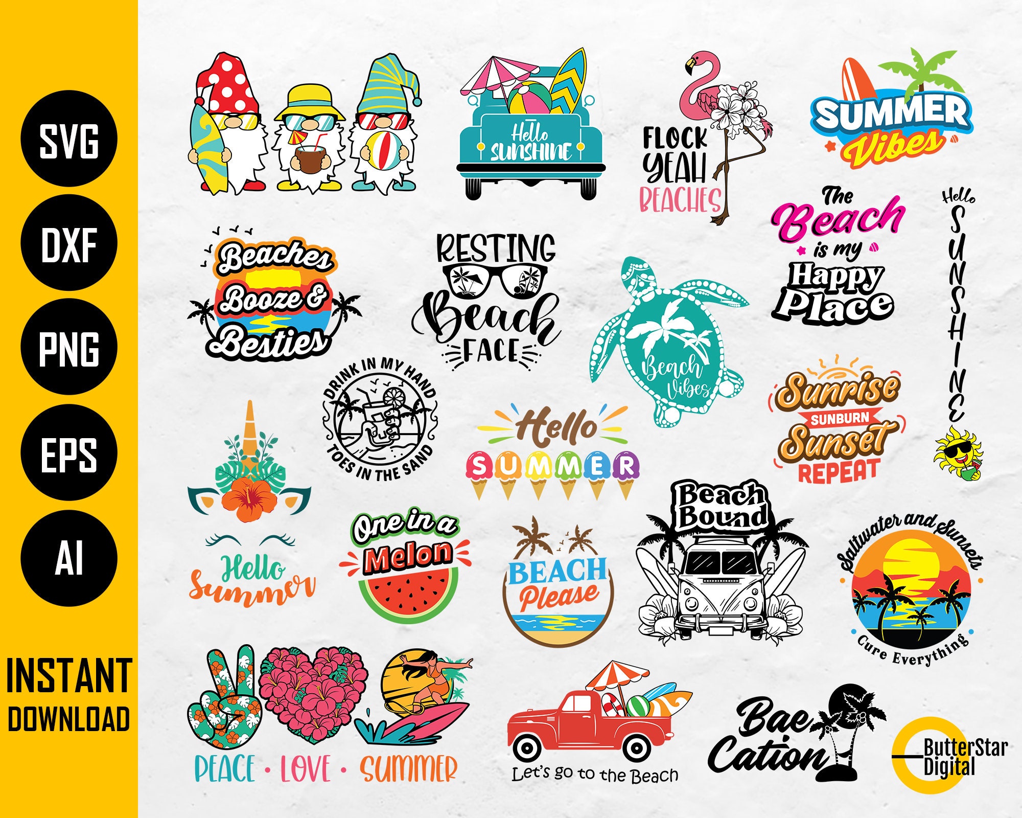 Summer BUNDLE SVG | Summer SVG | Beach Svg | Summer Design Shirt Decor ...