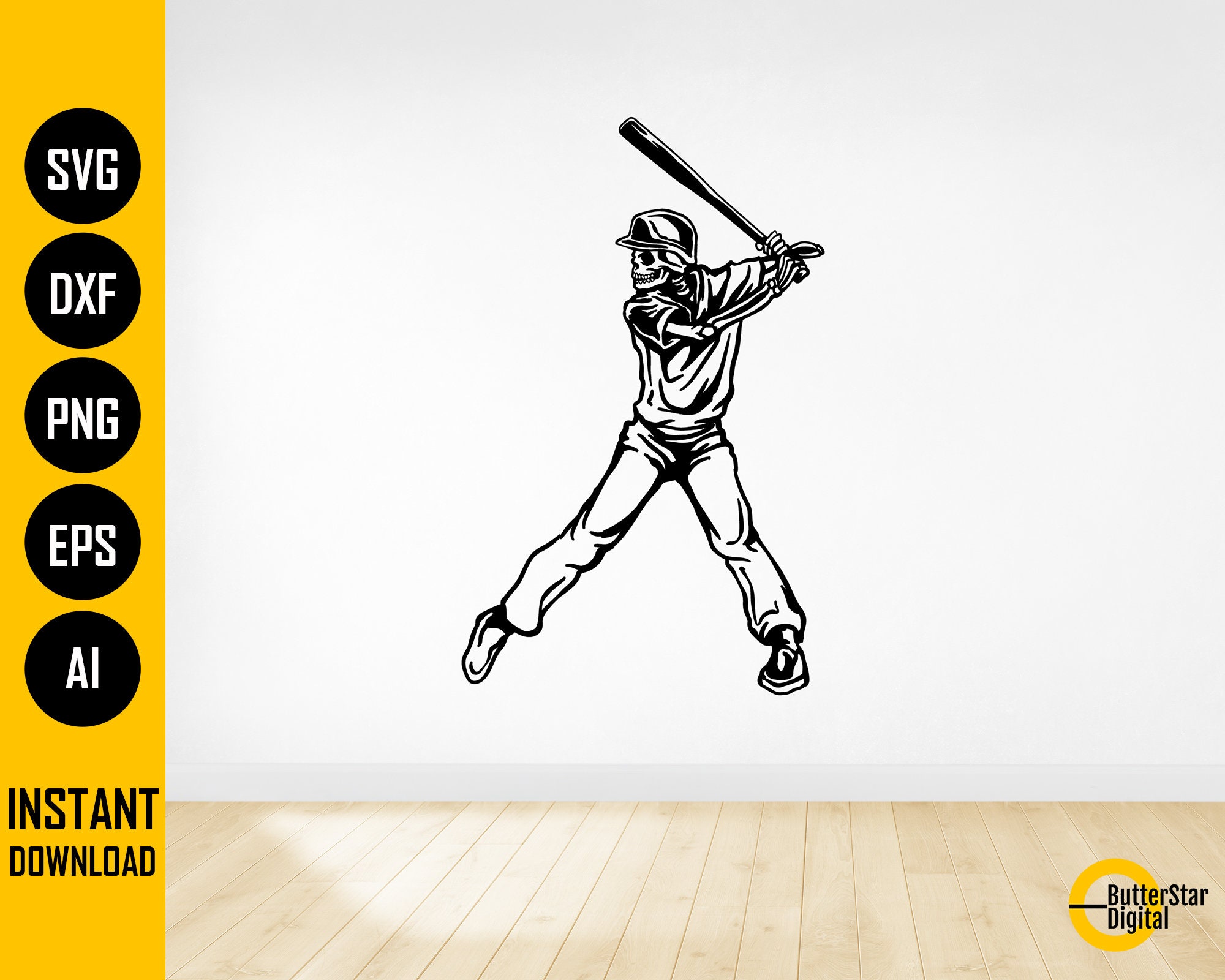 Baseball Skeleton SVG | Batter SVG | Sports T-shirt Sticker Decal Vinyl ...