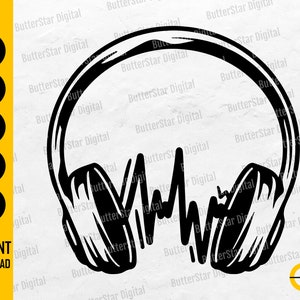 Head Phones SVG | Earphones SVG | Music T-Shirt Decals Wall Art Sticker | Cricut Cut Files Silhouette Clipart Vector Digital Dxf Png Eps Ai