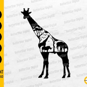 Safari Giraffe SVG | Wildlife SVG | Wild Animal Decals T-Shirt Wall Art Decor | Cricut Cut Files Cameo Clipart Vector Digital Dxf Png Eps Ai