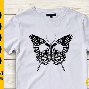 Skull Butterfly SVG Squelette SVG Gothic Decal Shirt Graphics Illustration Cricut Cameo Imprimable Clipart Vector Numérique Dxf Png Eps Ai image 2