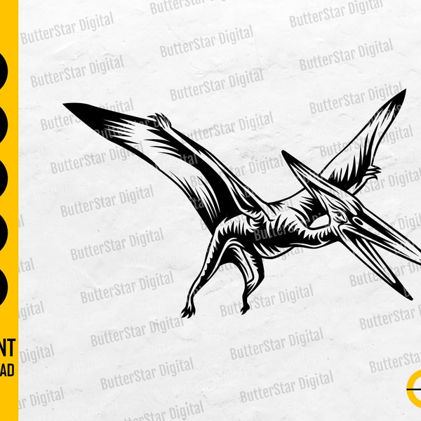 Pterodactyl SVG | Flying Dinosaur SVG | Dino SVG | Prehistoric Animal Svg | Cricut Cutfile Silhouette Clip Art Vector Digital Dxf Png Eps Ai