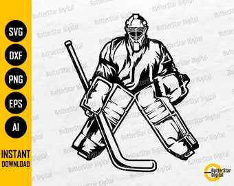 Gardien de but de hockey SVG | Hockey sur glace SVG | T-shirt de sports d’hiver vinyle graphique | Cricut Cut File Silhouette Clipart Vector Digital Dxf Png Eps Ai