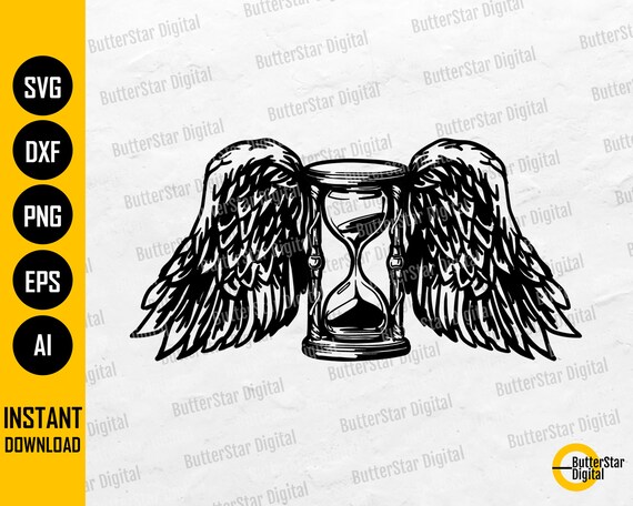 Reloj de arena con alas SVG Moscas del tiempo SVG Camiseta de reloj de arena Tatuaje