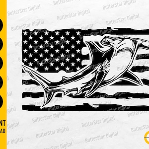 US Hammerhead Shark SVG | Sea Creature T-Shirt Decal Graphics | Cricut Cut Files Silhouette Printables Clipart Vector Digital Png Eps Dxf Ai